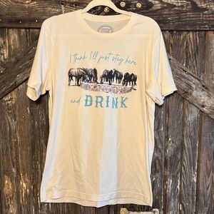 Cream Graphic Tee with Horse Design